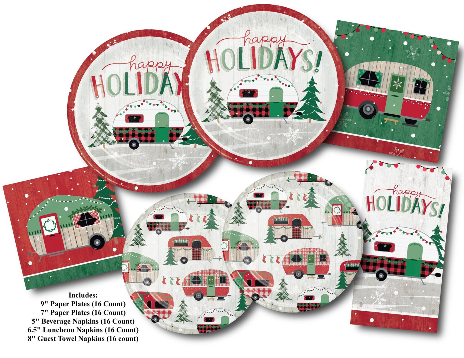 Buffalo Plaid RV Camper Holiday Plates & Napkins - Stesha Party
