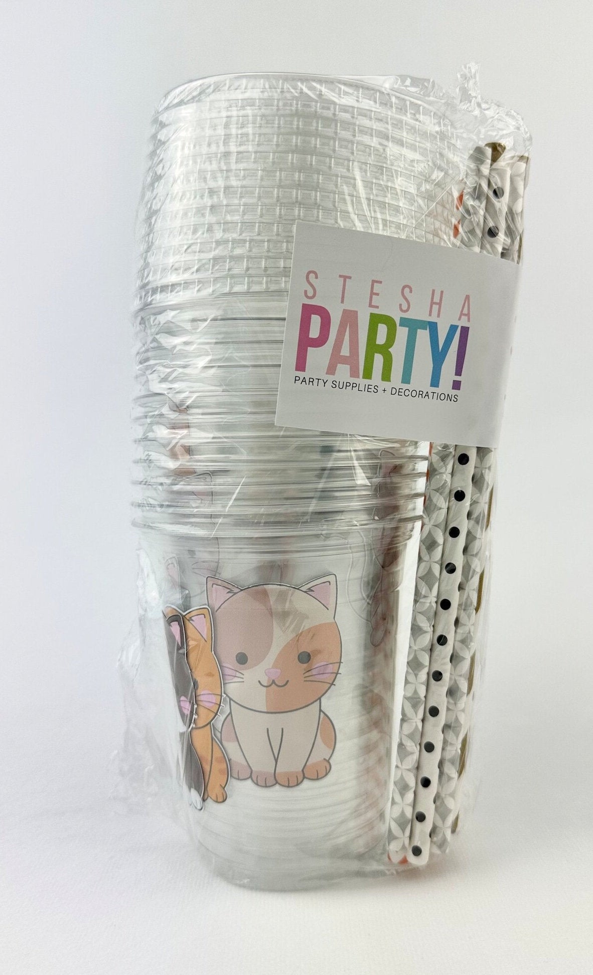 Cat Party Plastic Cups 12ct - Stesha Party