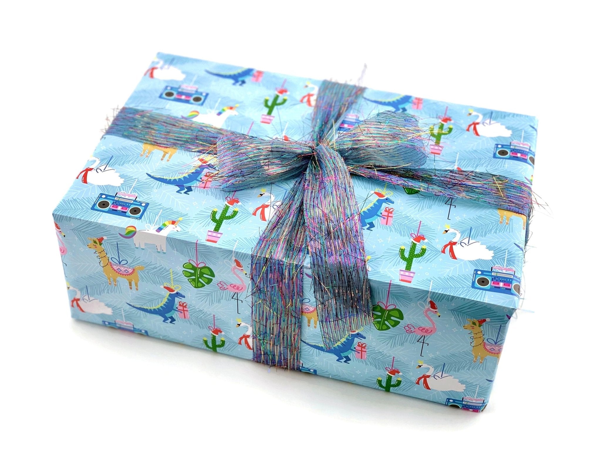 Dinosaurs Blue and Green Wrapping Paper 