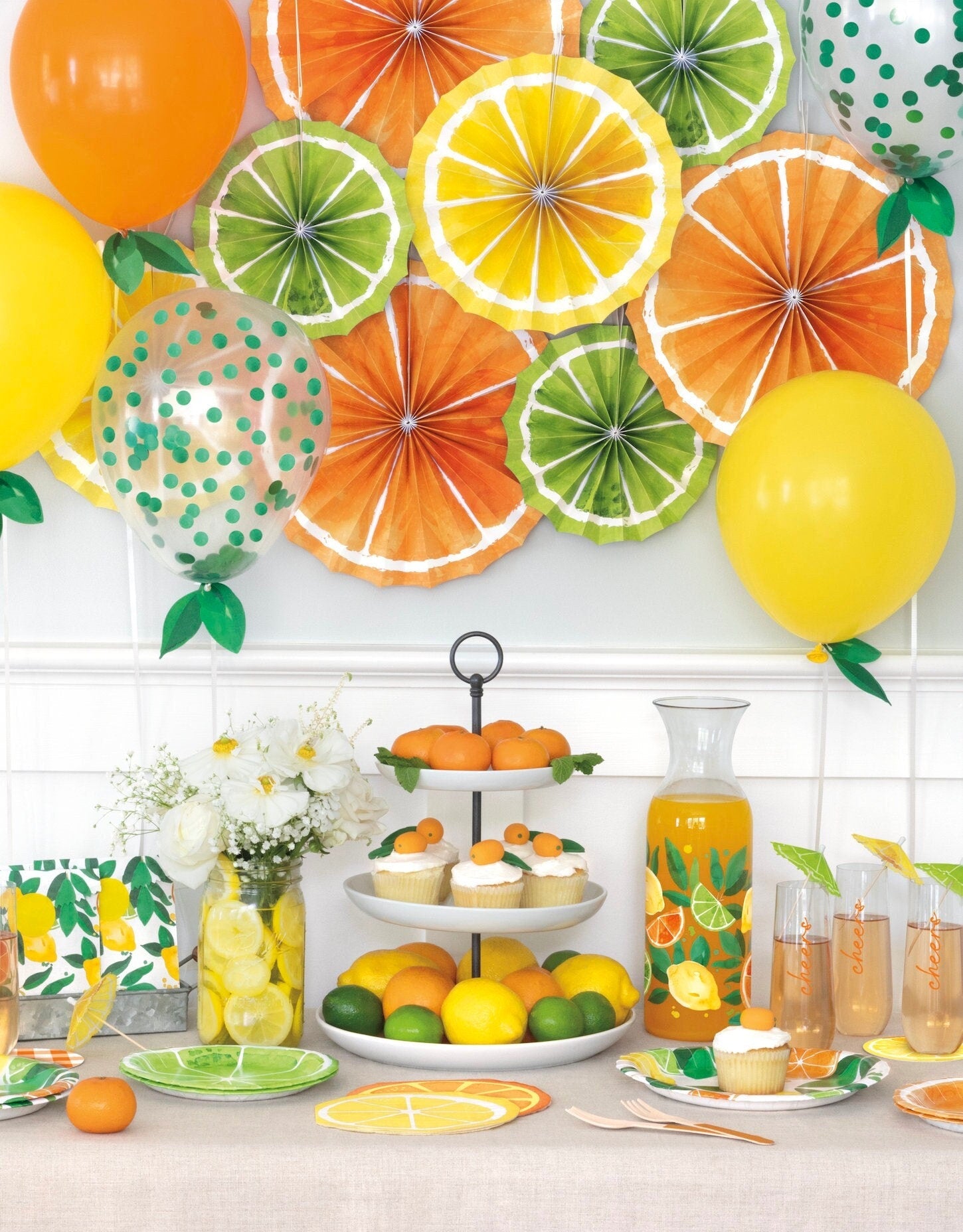 Citrus Party Paper Fans - Stesha Party