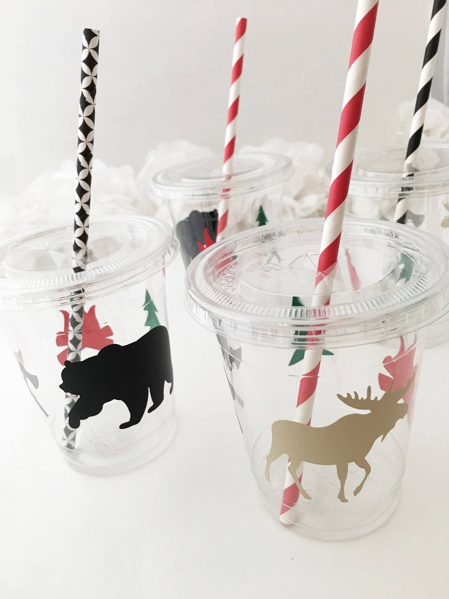 Clear Lidded Lumberjack Party Cup Set - Stesha Party