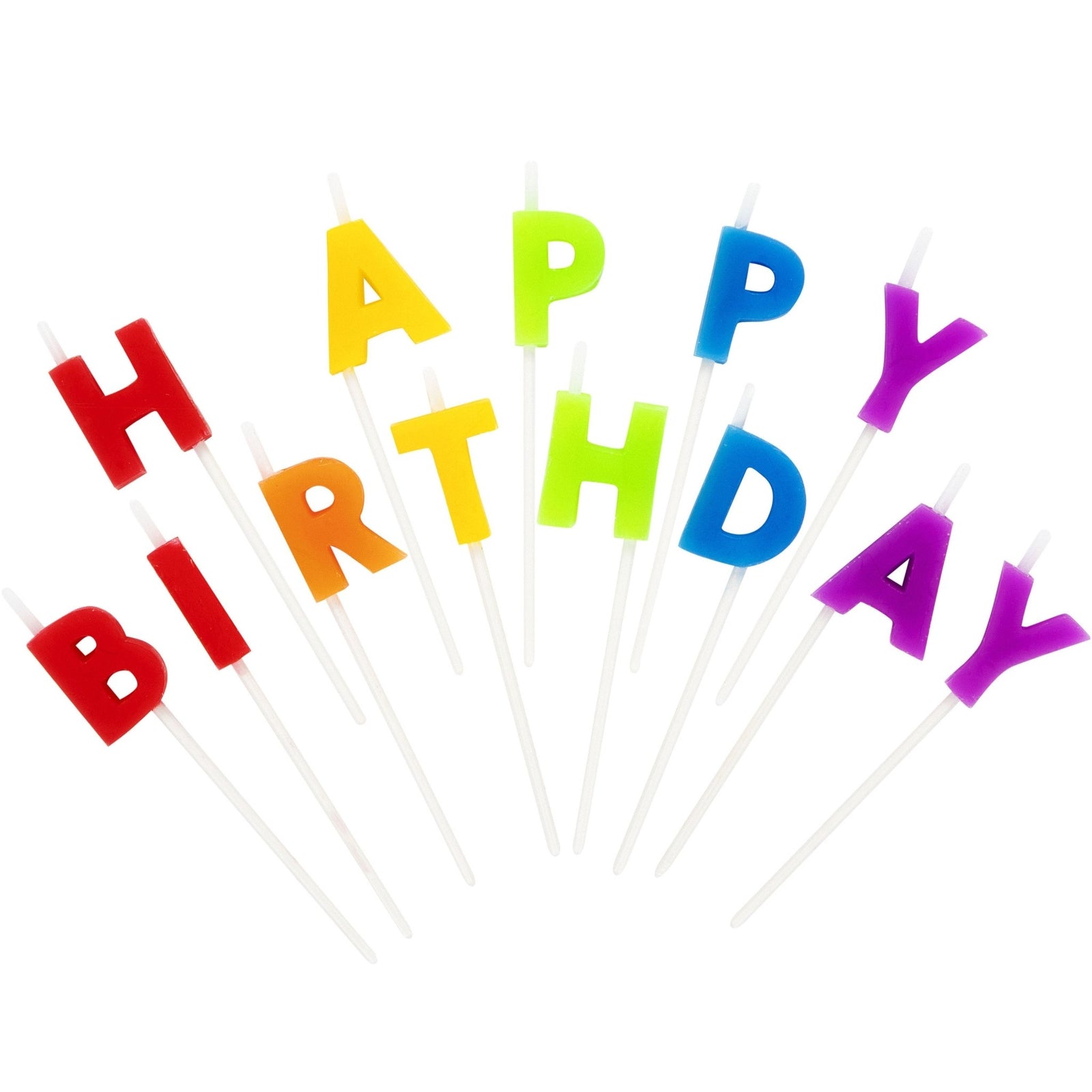 Colorful Rainbow Happy Birthday Letter Candles - Stesha Party