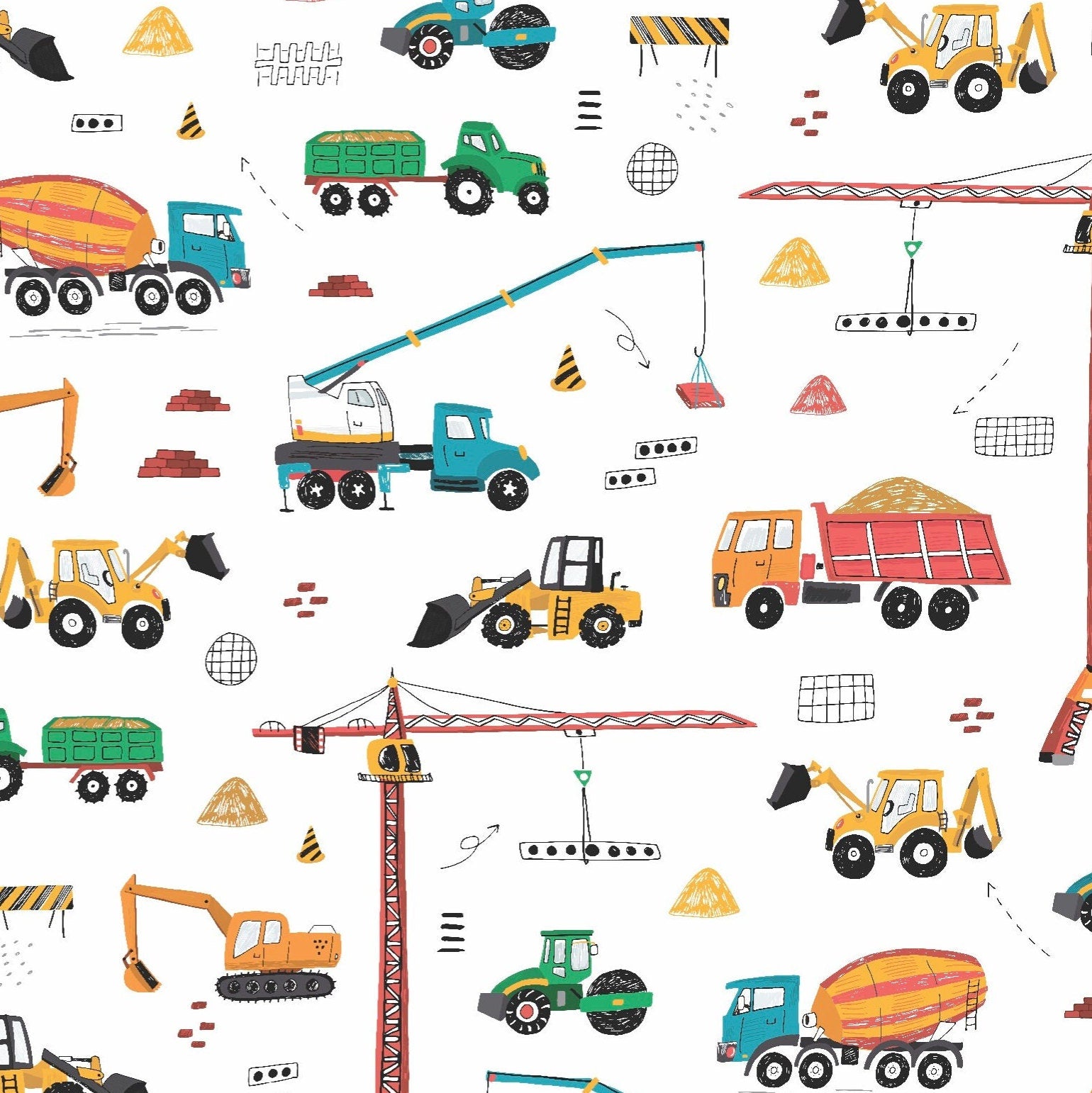 Construction Vehicles Wrapping Paper - Stesha Party - 1st birthday boy,  birthday, birthday boy