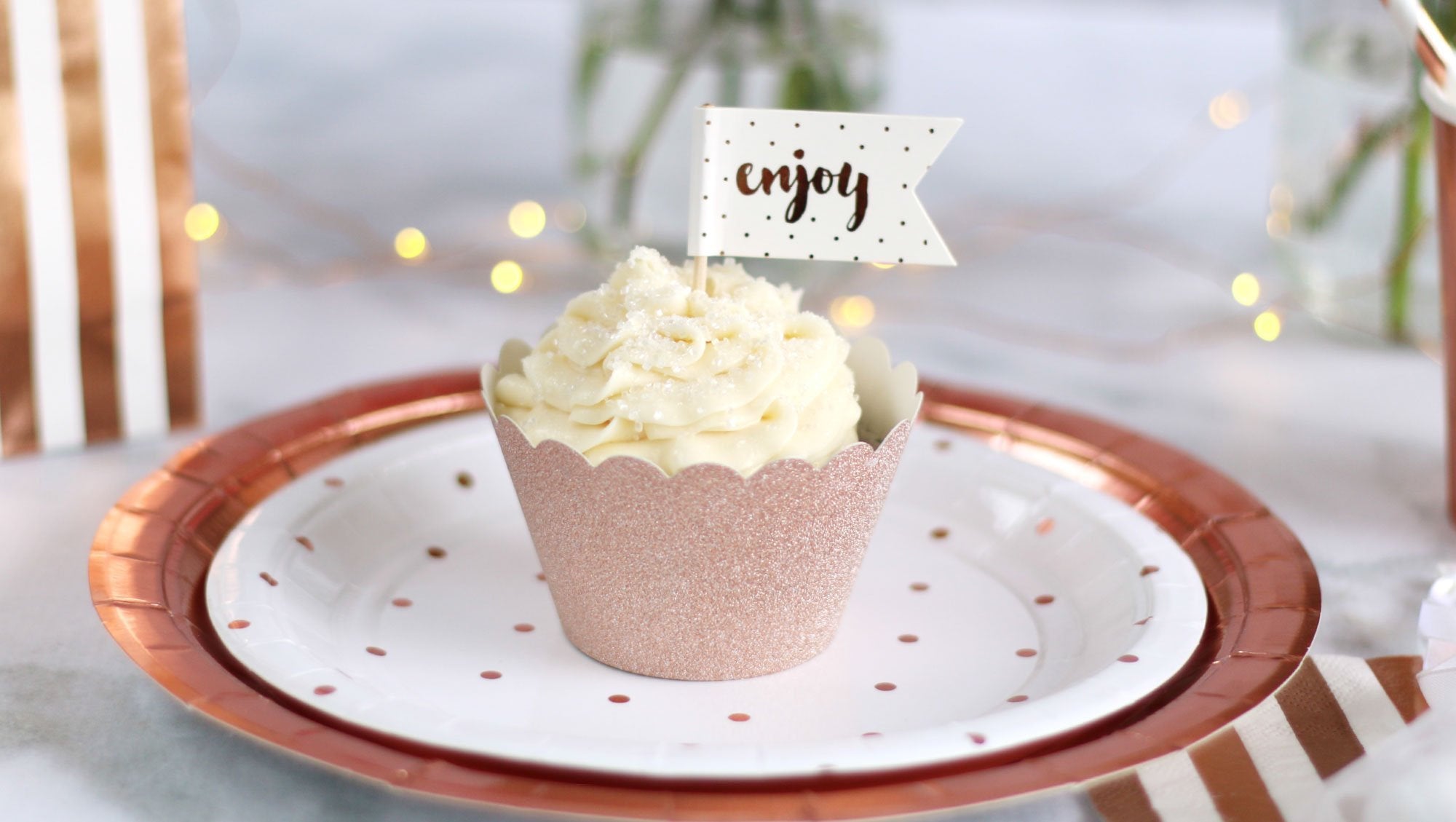 Cupcake Wrappers in Rose Gold Glitter - Stesha Party