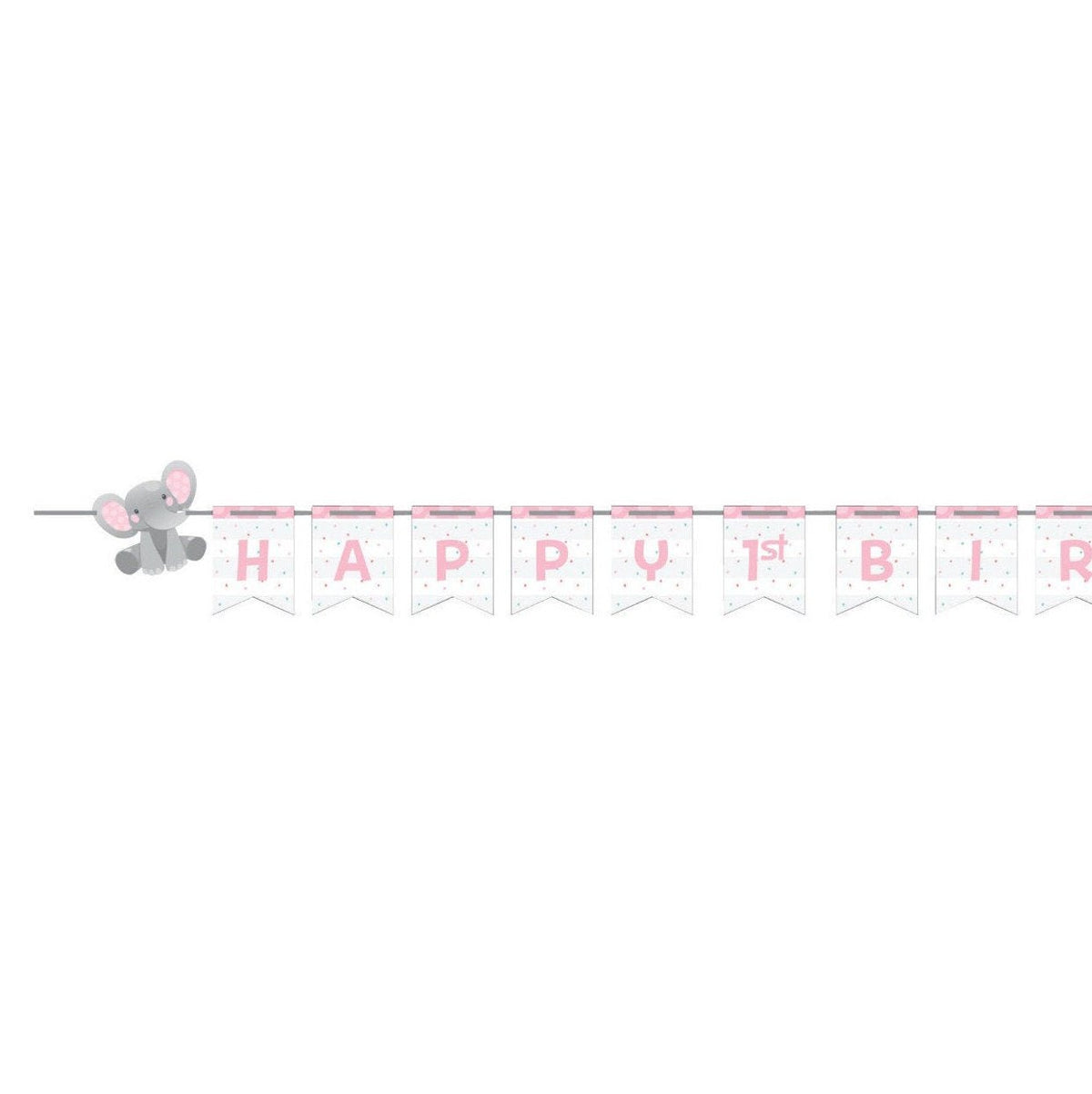 Customizable Pink Elephant Birthday or Baby Shower Banner - Stesha Party
