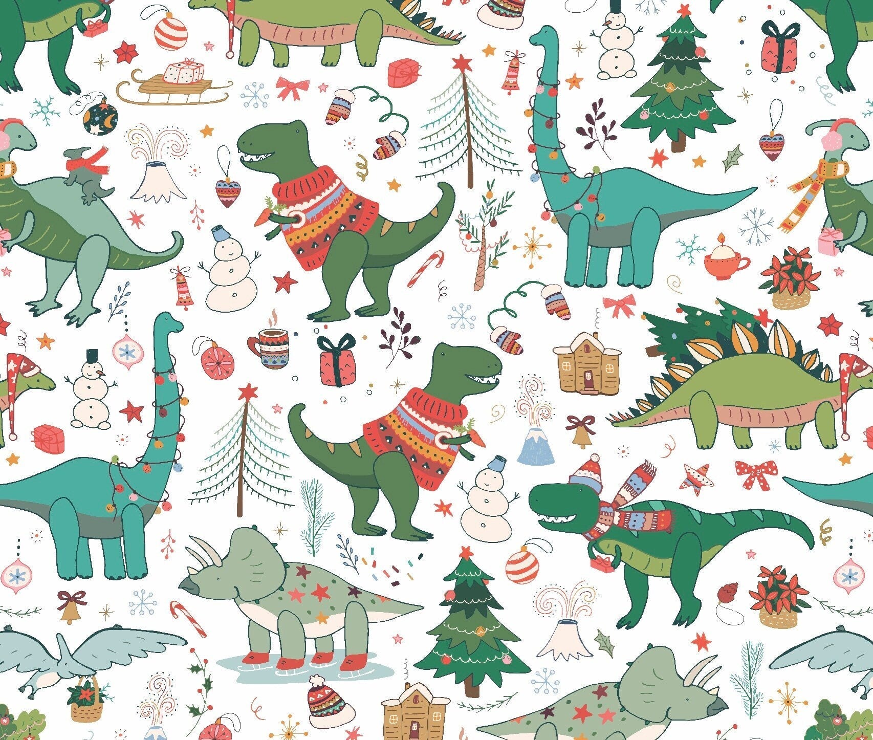 Dinosaur Christmas Gift Wrap - Stesha Party