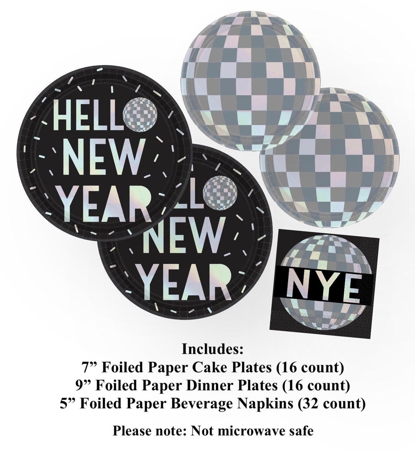 Disco New Years Party Plates & Napkins - Stesha Party
