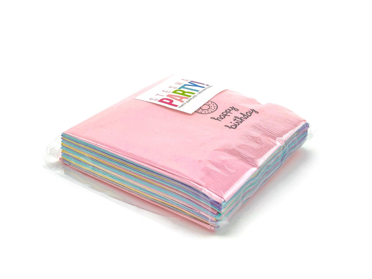 Donut "Happy Birthday" Party Napkins - Stesha Party