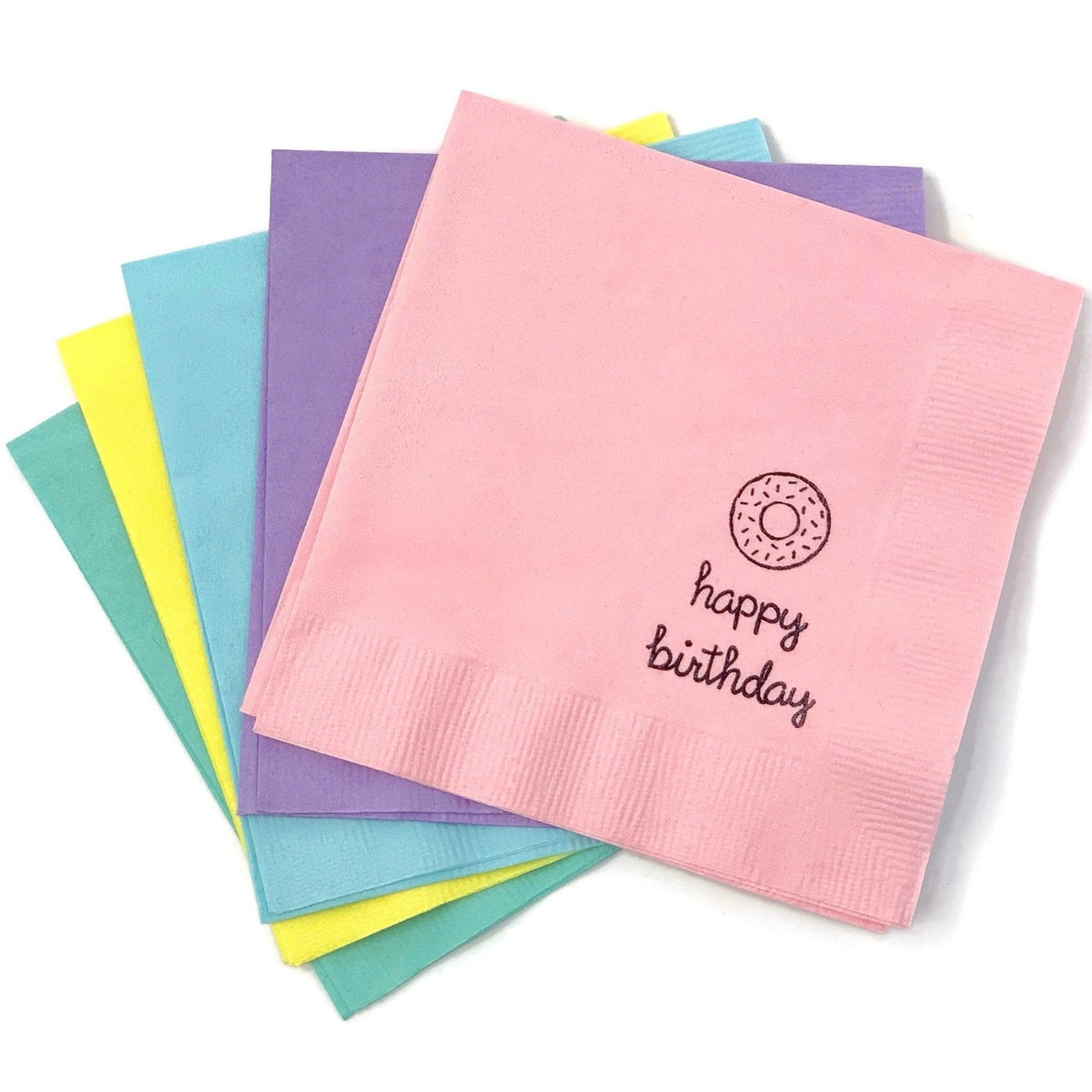 Donut "Happy Birthday" Party Napkins - Stesha Party