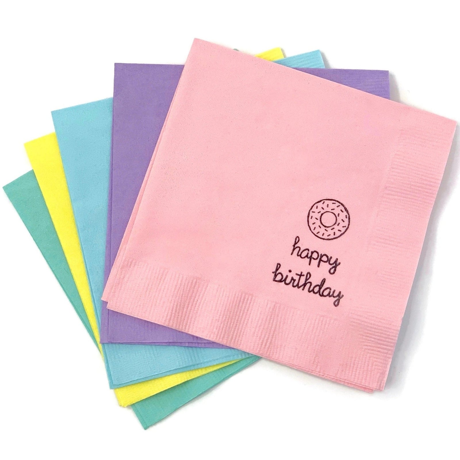 Donut "Happy Birthday" Party Napkins - Stesha Party