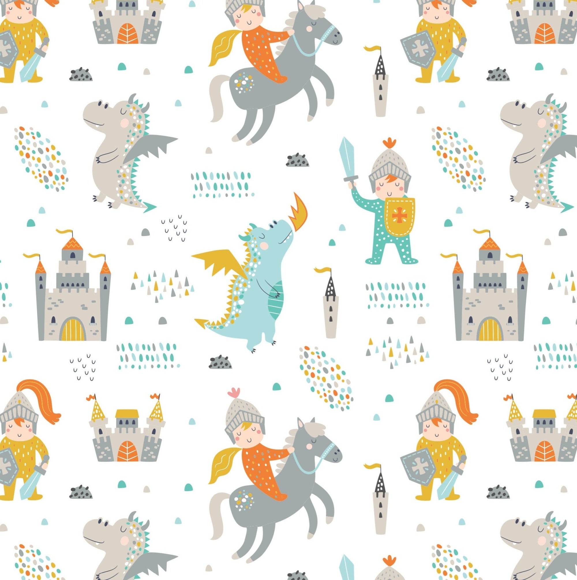 Dragon, Horse & Knight Wrapping Paper - Stesha Party
