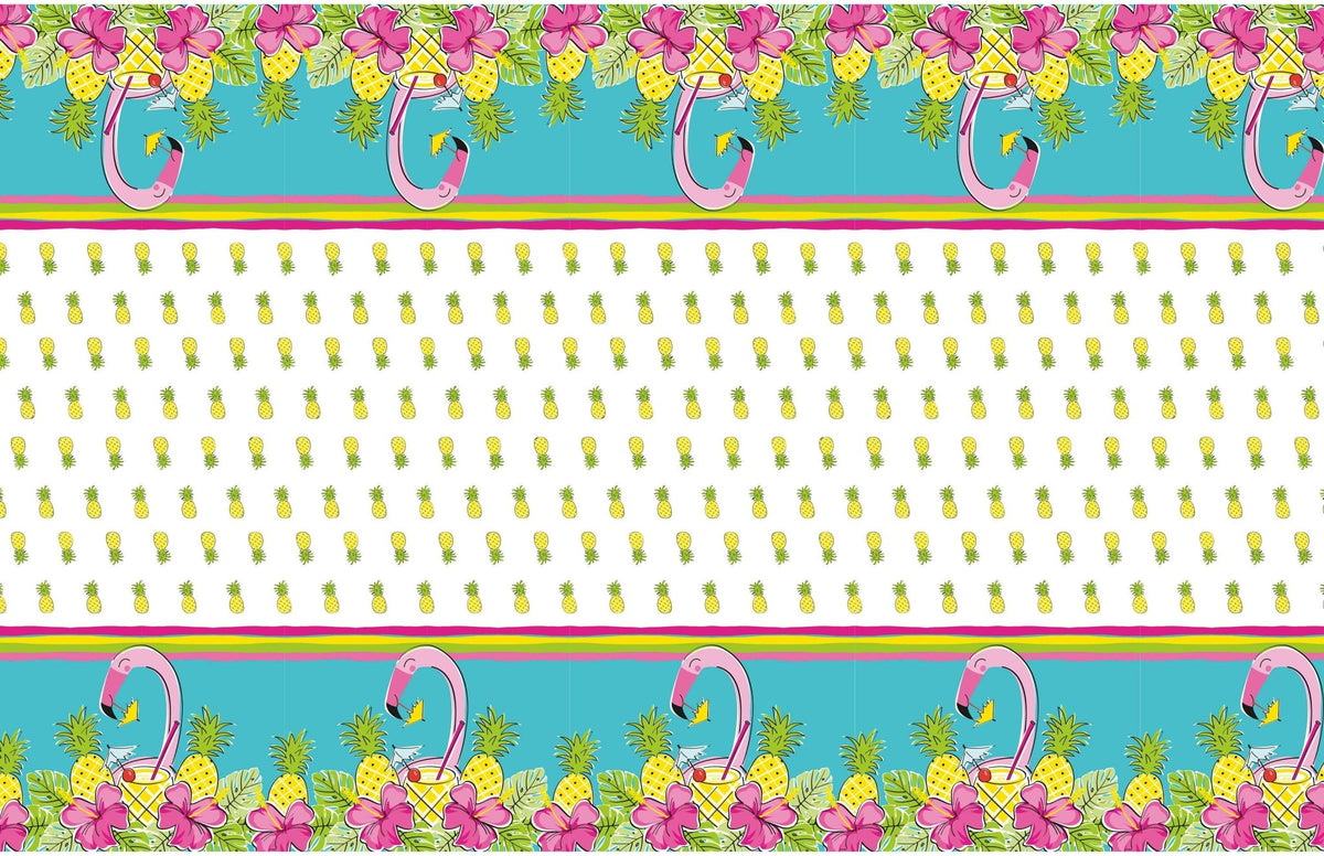 Flamingo Pineapple Plastic Tablecloth - Stesha Party