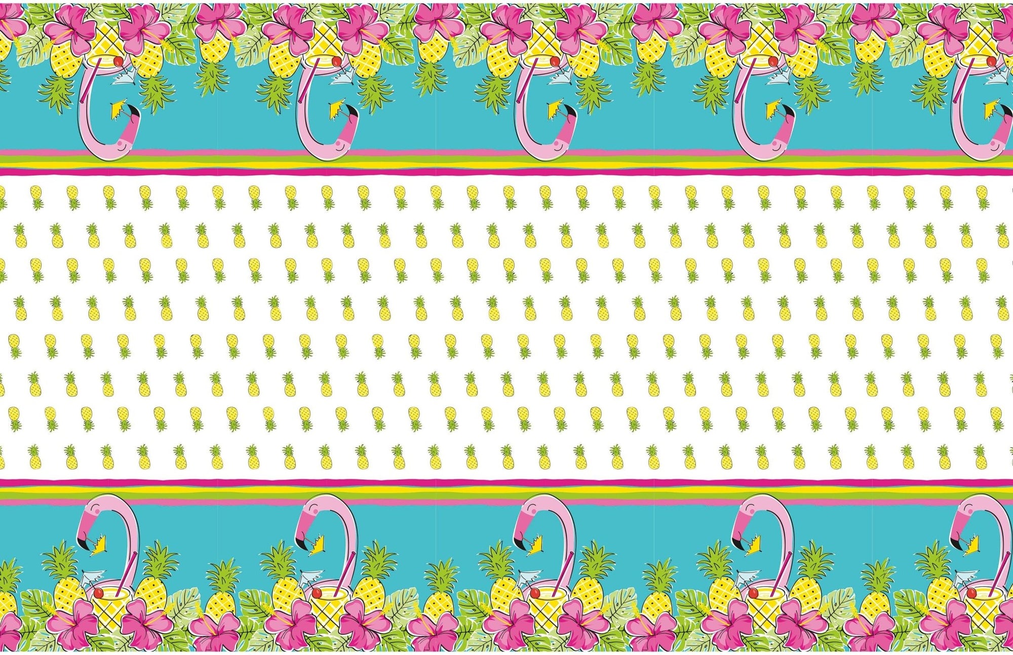 Flamingo Pineapple Plastic Tablecloth - Stesha Party