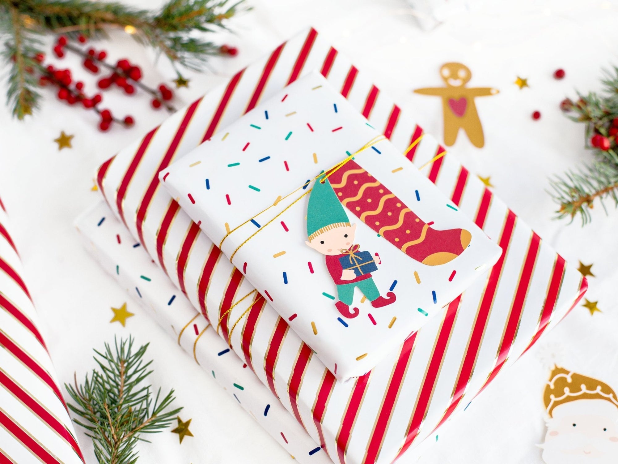 Gingerbread, Elf & Santa Gift Tags 12ct - Stesha Party