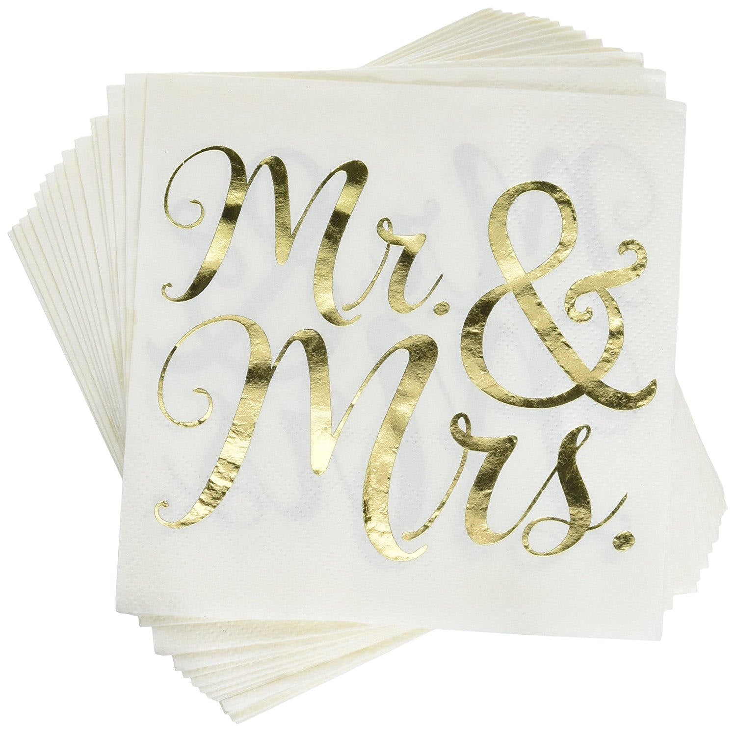 Gold Foil "Mr and Mrs" Wedding Napkins - Stesha Party