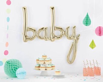 Gold Script "Baby" Balloon - Stesha Party
