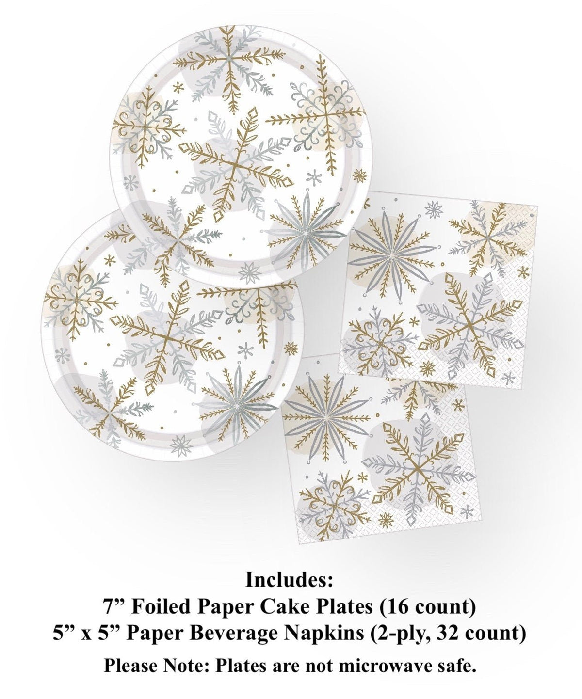 Gold & Silver Snowflake Party Pack - Stesha Party