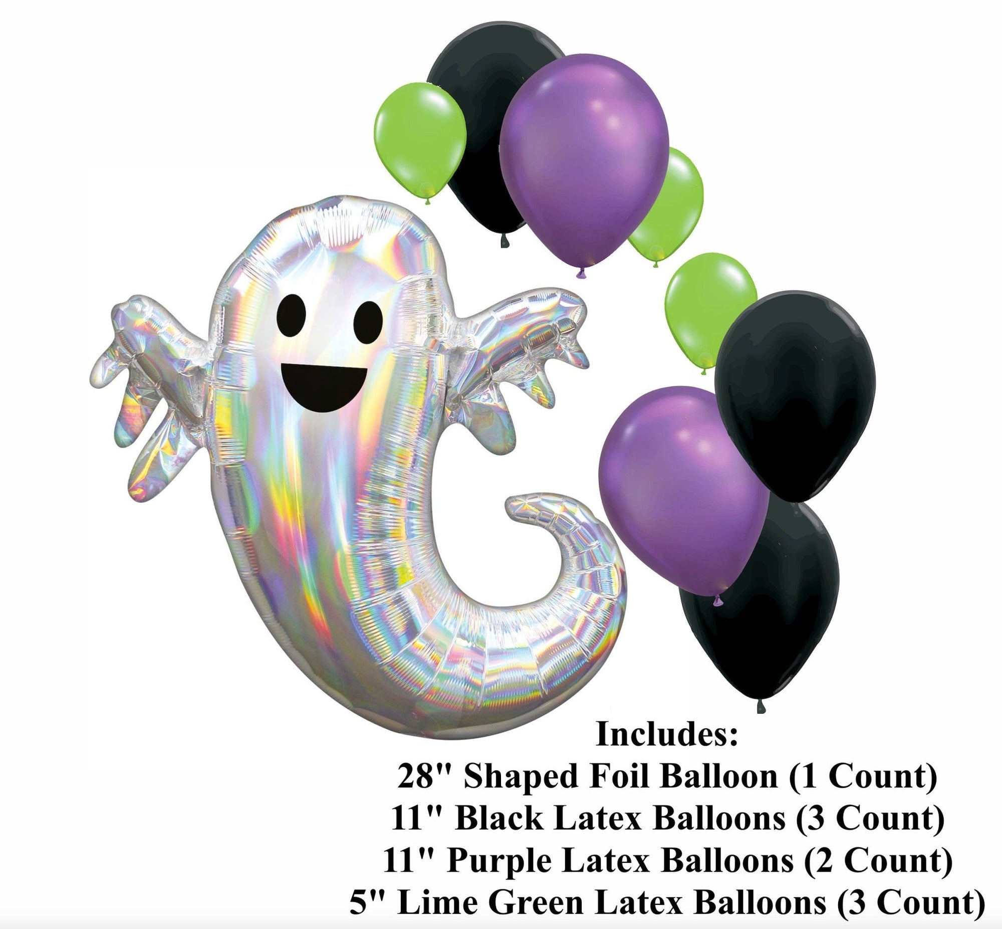 Green & Purple Ghost Balloon Bouquet - Stesha Party