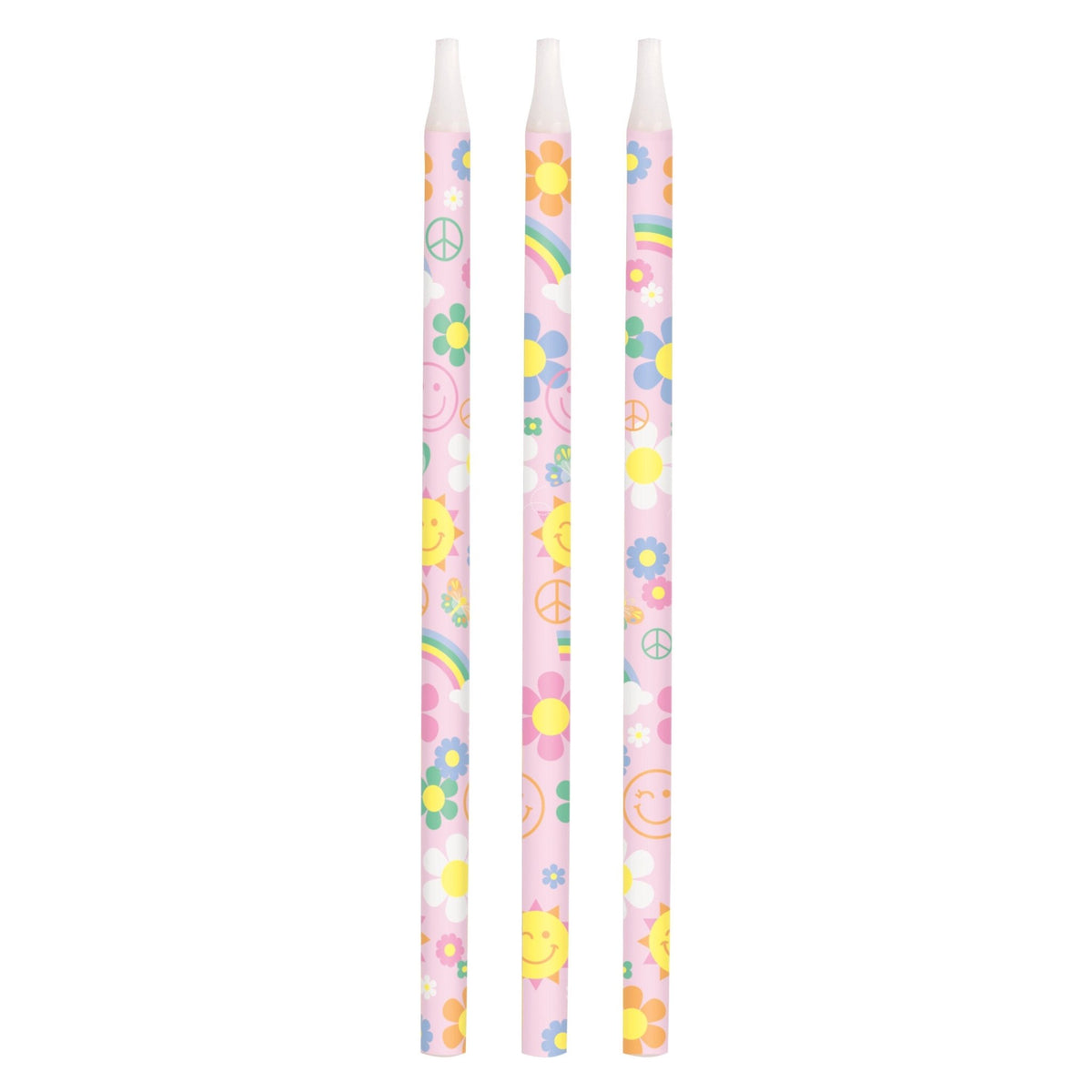 Groovy Party Pink Floral Candles - Stesha Party
