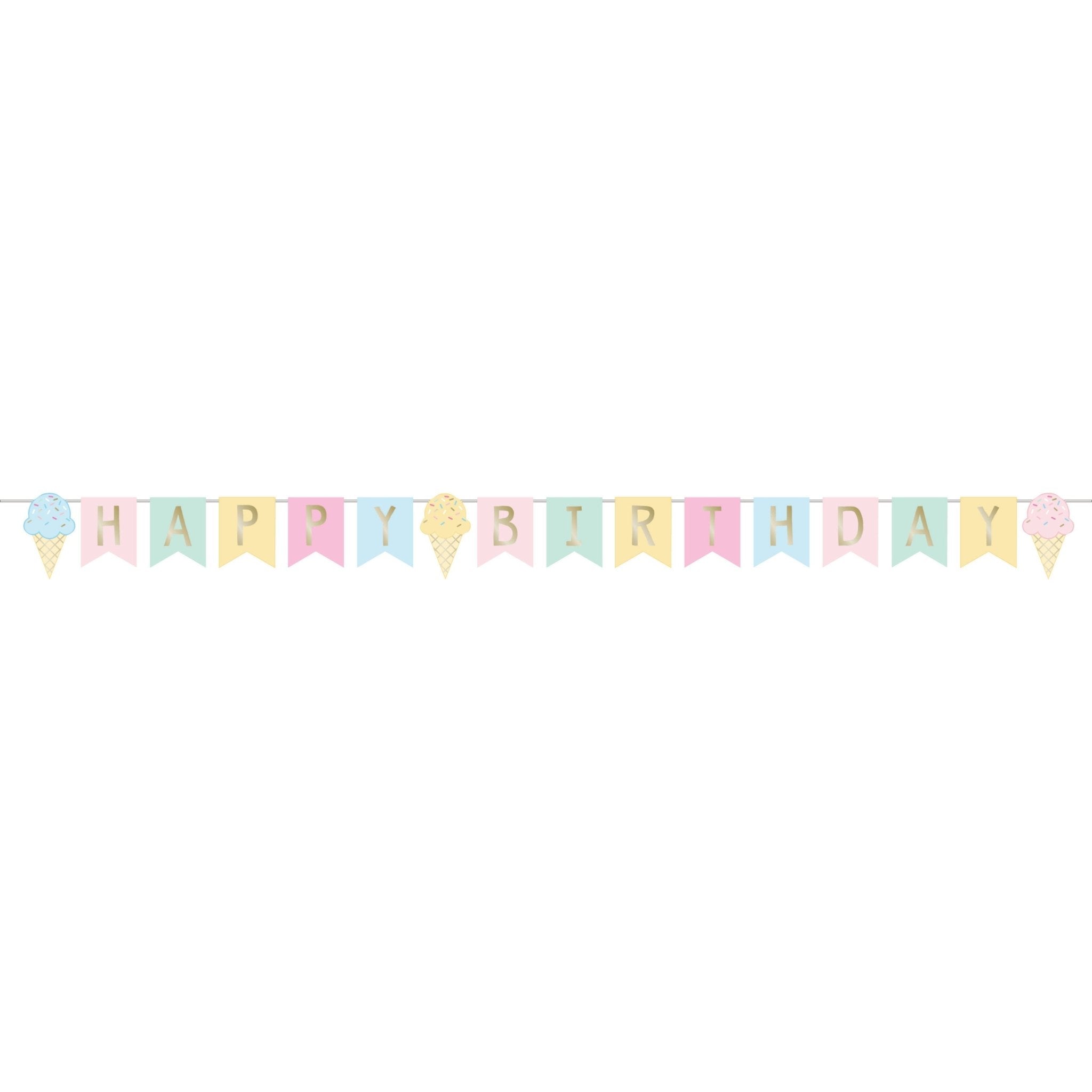 Ice Cream Party Happy Birthday Banner - Stesha Party - 1st birthday girl,  banner garland, birthday girl