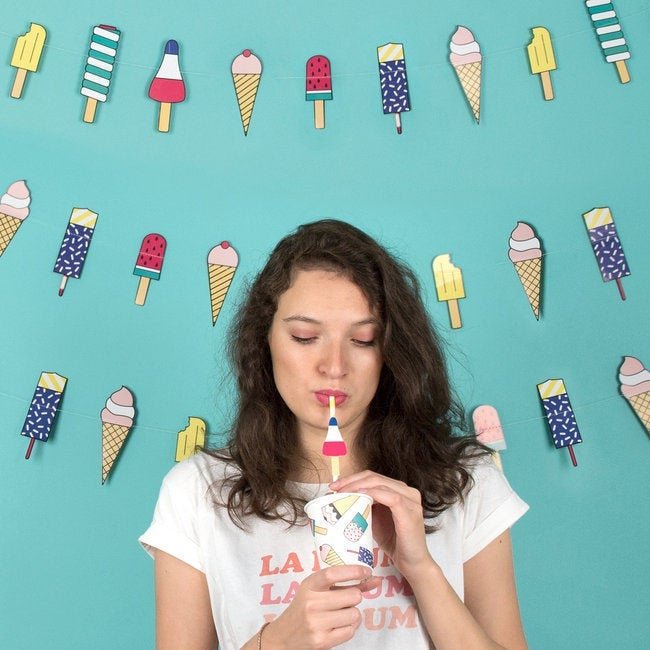 Ice Cream Party Paper Straws - Stesha Party