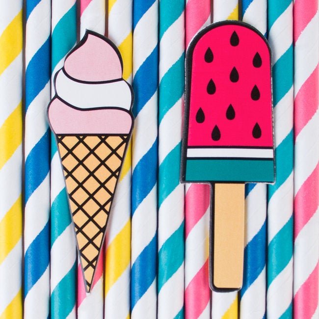 Ice Cream Party Paper Straws - Stesha Party