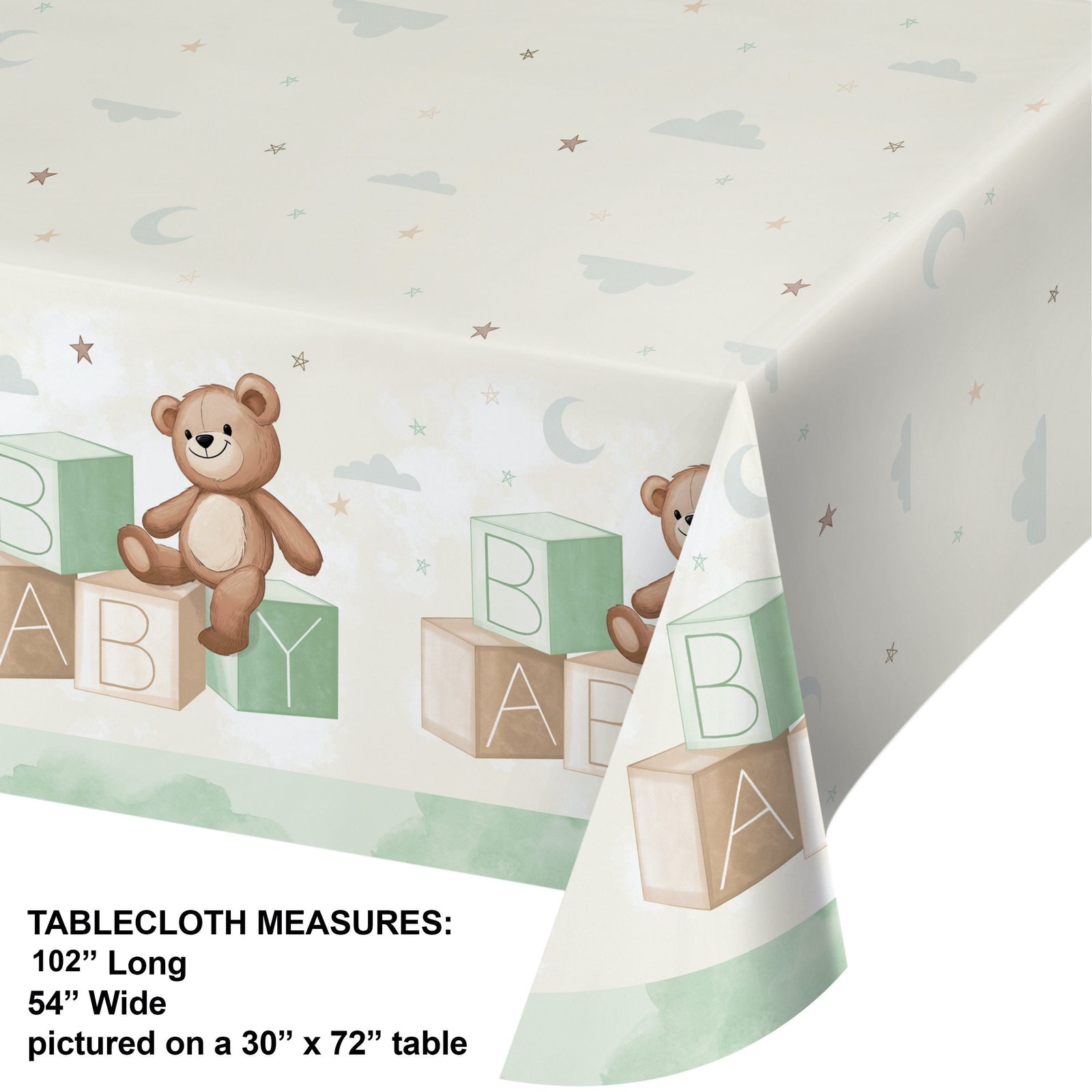 Teddy Bear Party Tablecloth - Baby Shower Tablecloth, Teddy Bear Baby Shower, Baby Shower Table Decorations, Bear Baby Shower Supplies