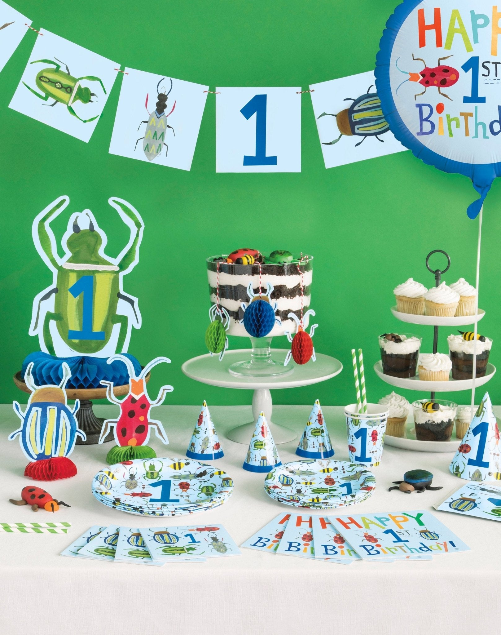 Insect Themed "Happy 1st Birthday" Party Napkins - Stesha Party