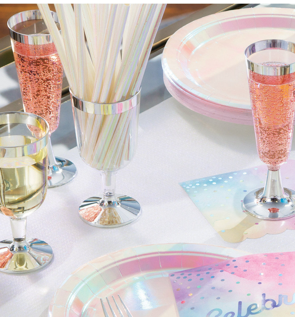 Iridescent Paper Party Straws - Stesha Party