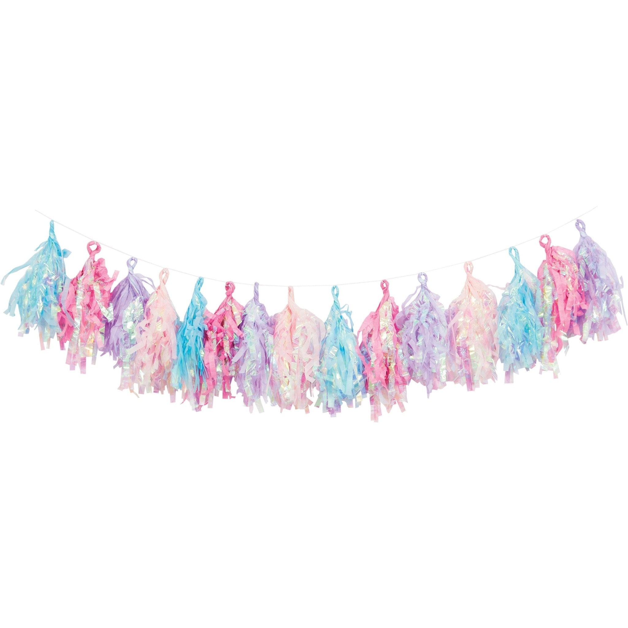 Iridescent Pastel Tissue Garland - Stesha Party - 1st birthday girl, banner  garland, birthday girl