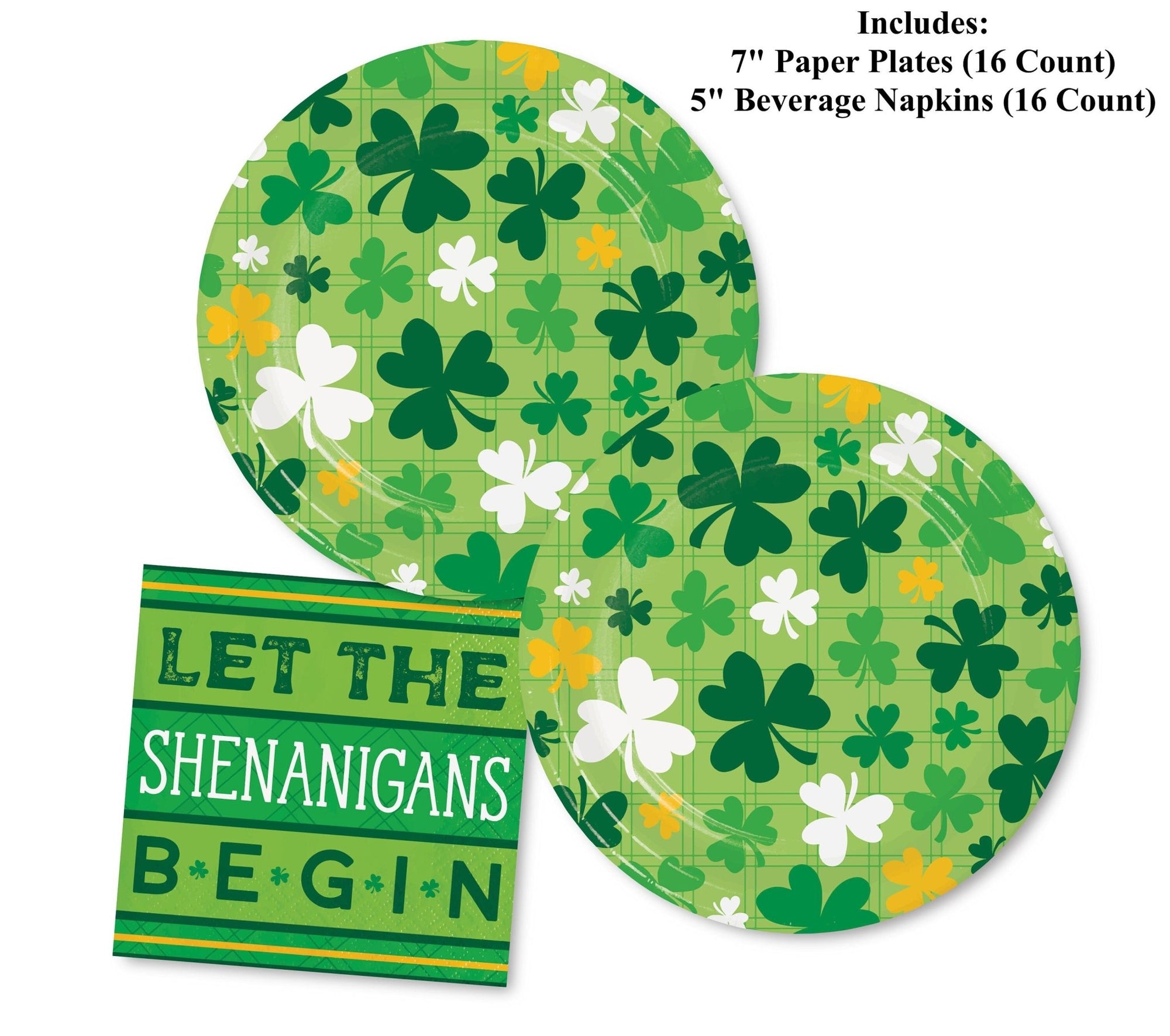 Let the Shenanigans Begin Paper Plates & Napkins (16 Guests) - Stesha Party