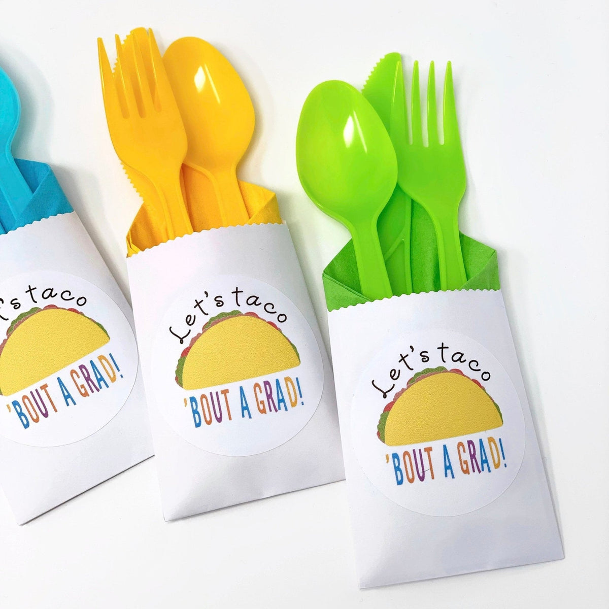 "Let's Taco Bout a Grad" Party Cutlery Bags - Stesha Party