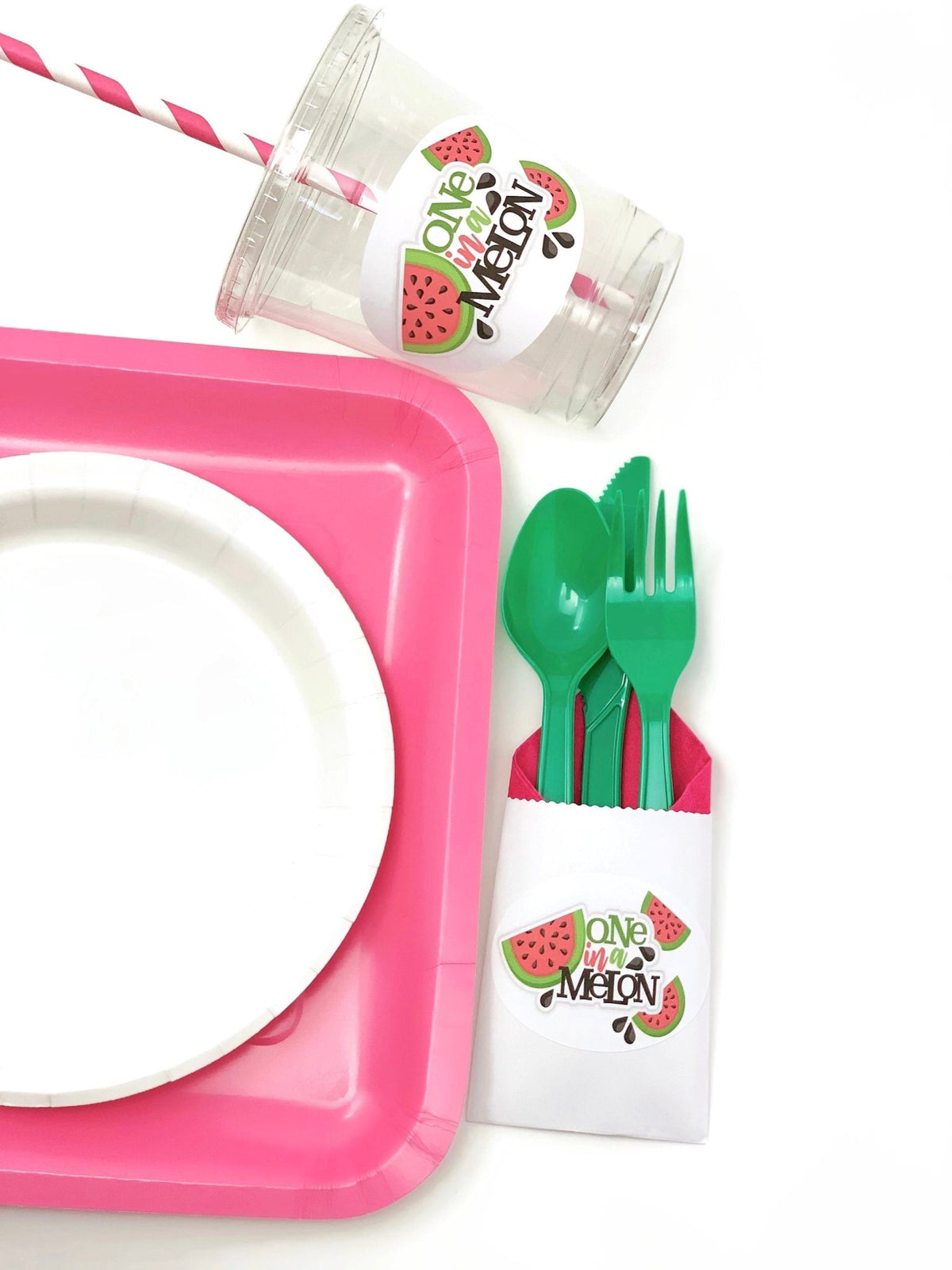 Lidded Clear "One in a Melon" Party Cup Set - Stesha Party