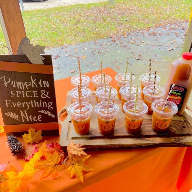 Lidded Clear Orange Pumpkin Cup Set - Stesha Party