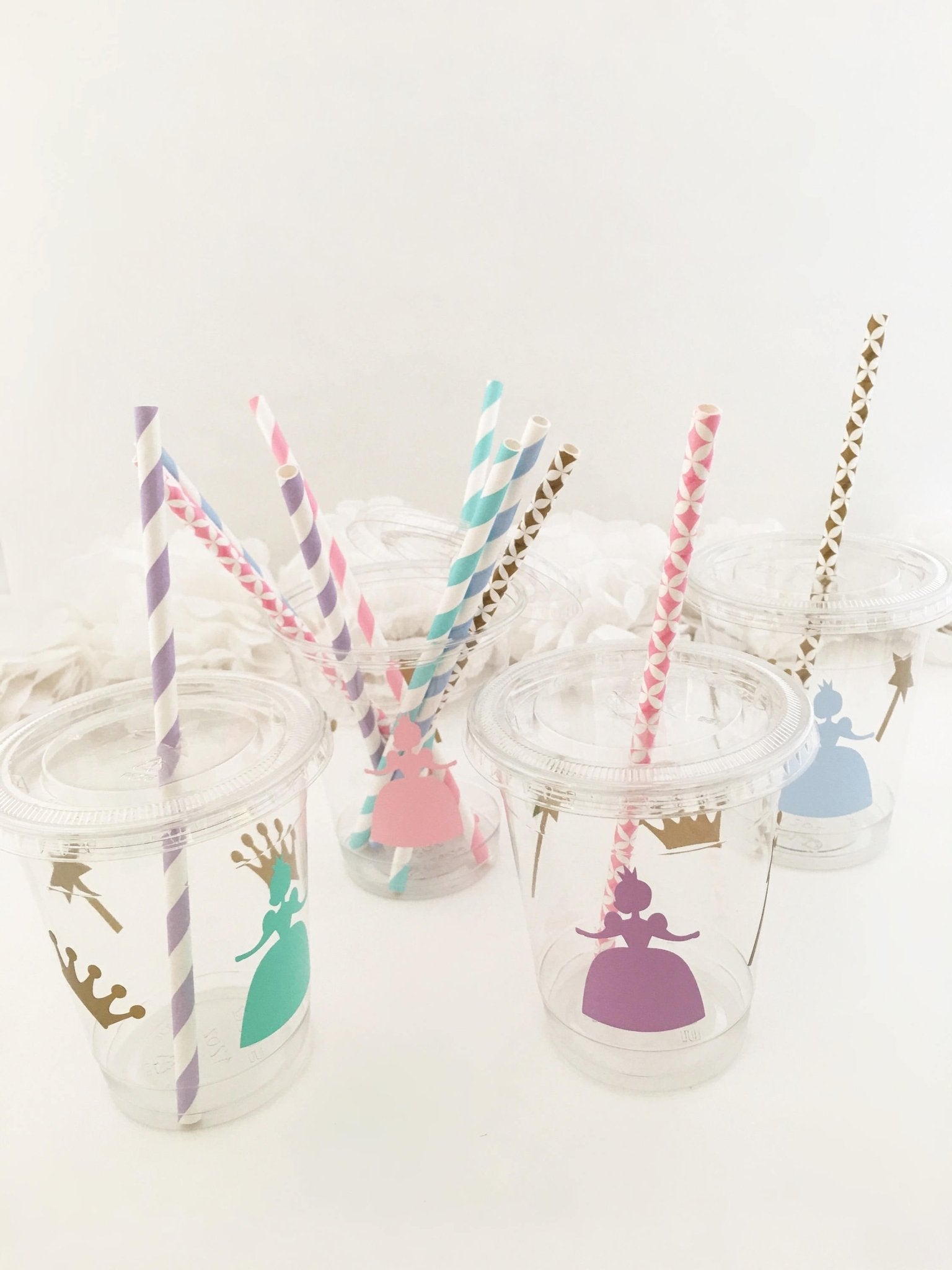 Lidded Clear Princess Party Cup Set - Stesha Party