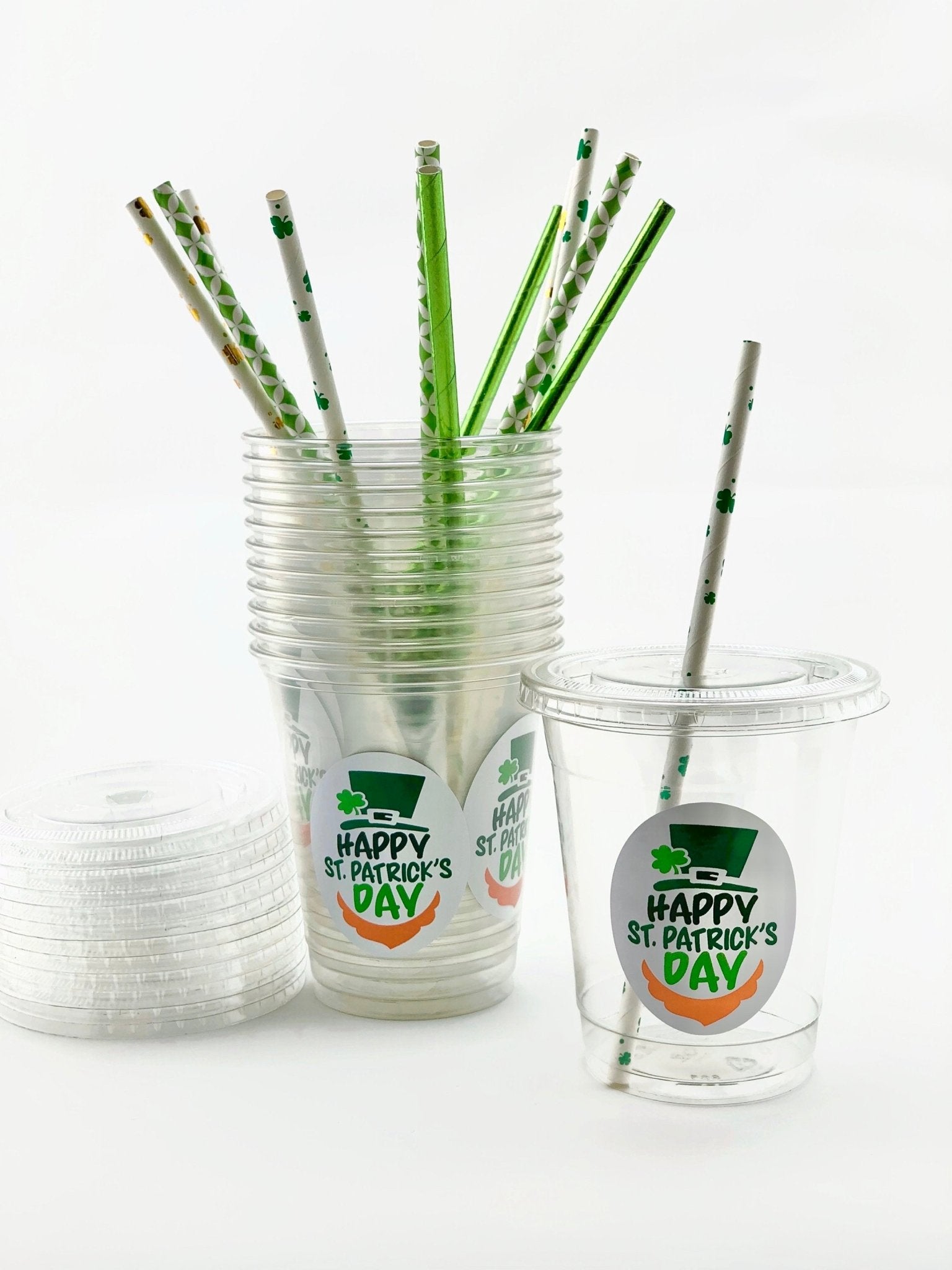 Lidded St. Patrick's Day Party Cups - Stesha Party