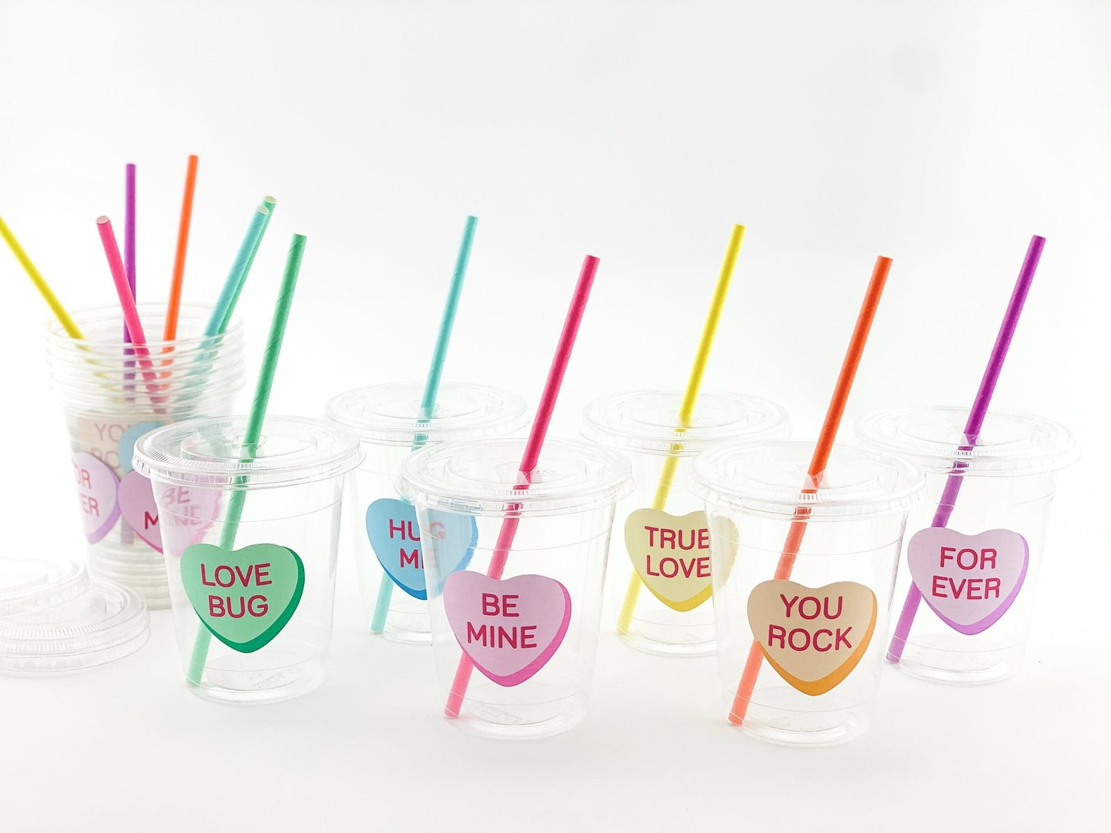 Lidded Valentines Day Party Conversation Heart Cups - Stesha Party