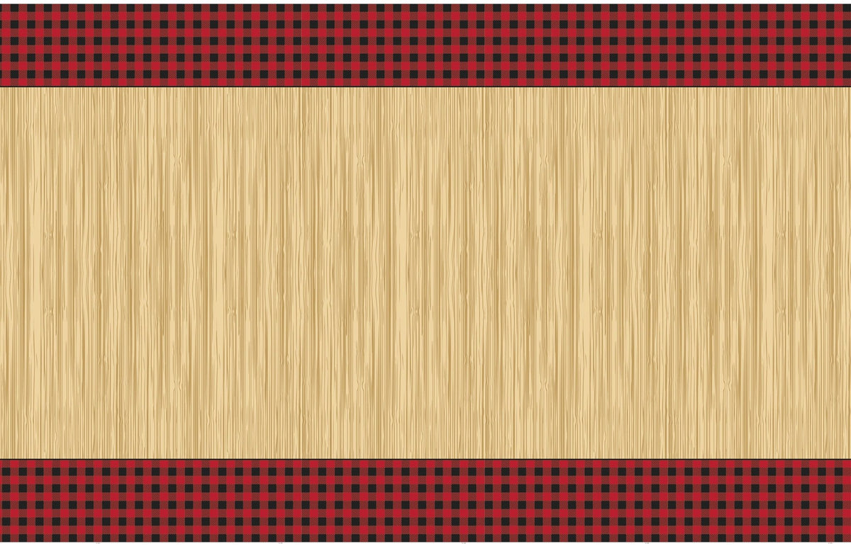 Lumberjack Buffalo Plaid Plastic Wood Grain Tablecloth - Stesha Party