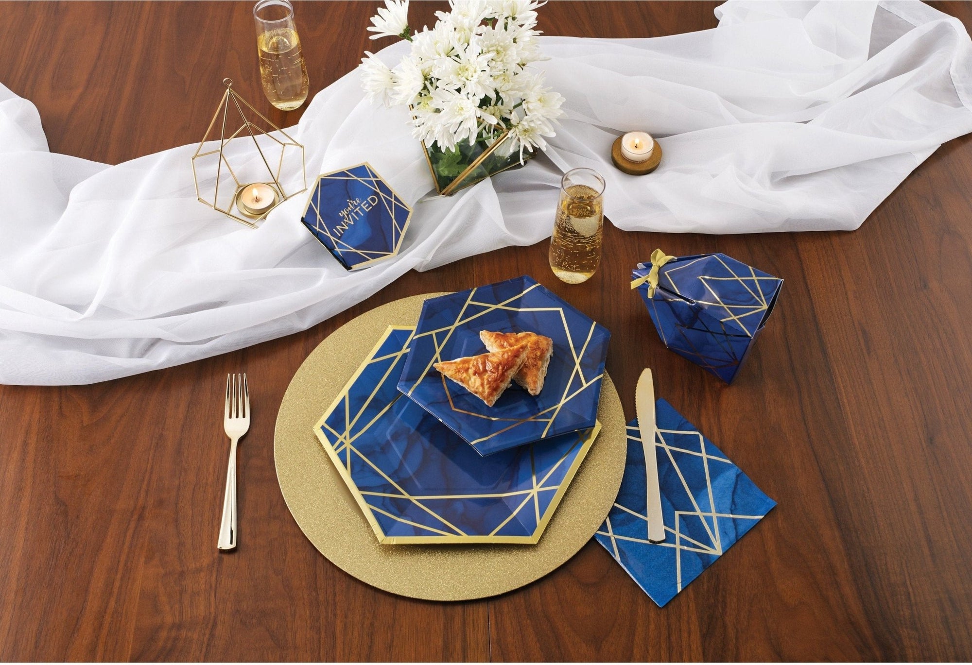 Navy Marble and Gold Tablecloth - Stesha Party