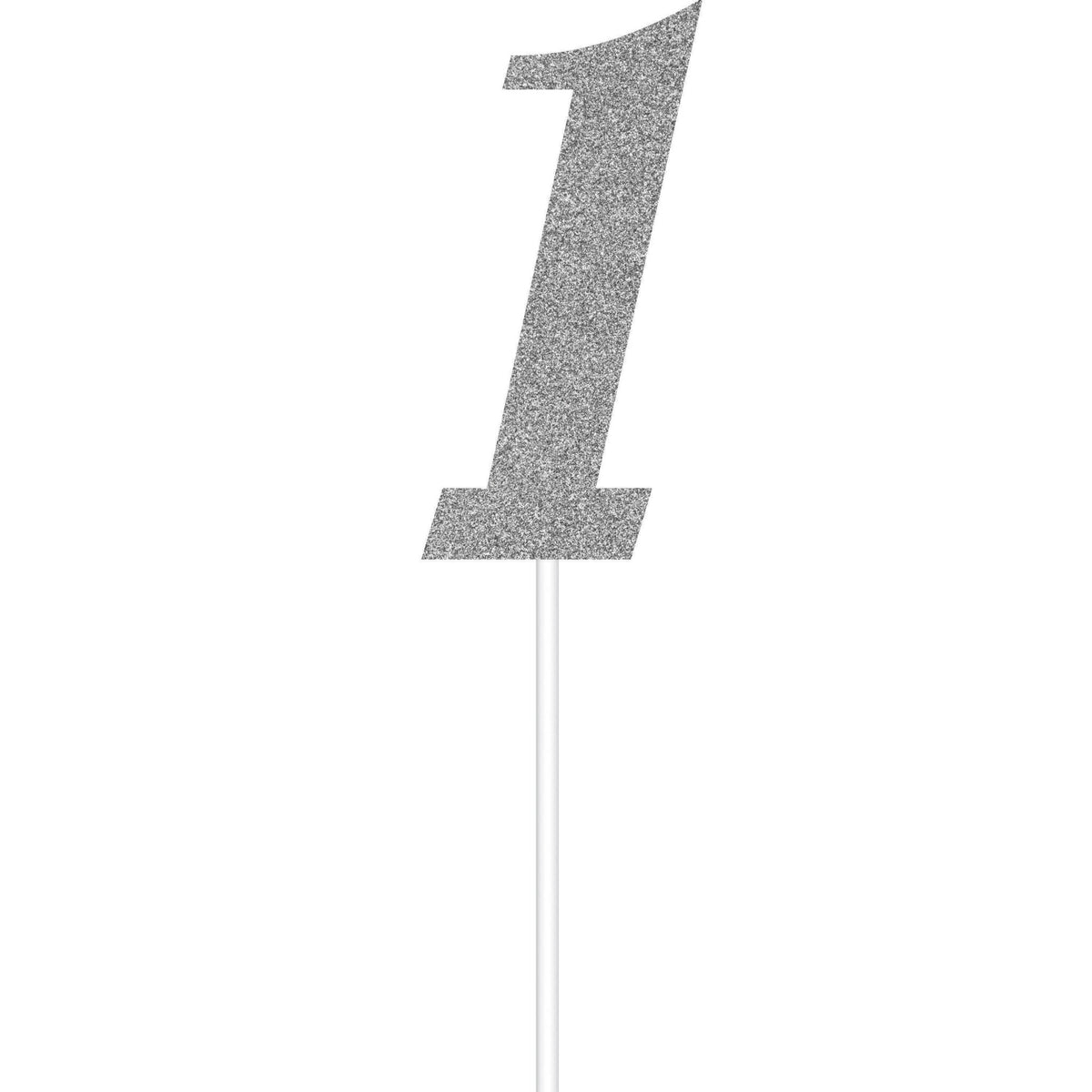 Silver Topper Number One Silver Glitter Cake Topper - Stesha Party