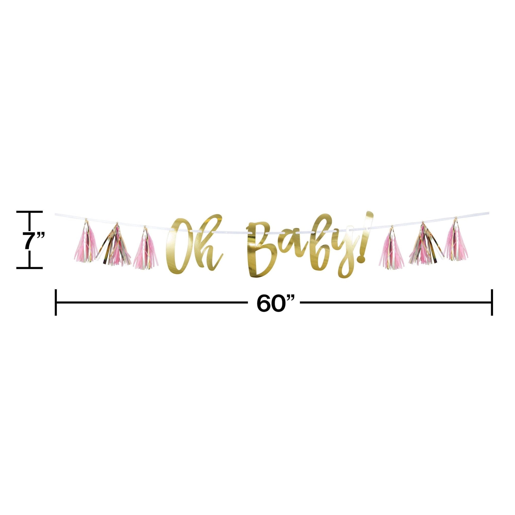 "Oh Baby!" Pink Tassel Banner - Stesha Party