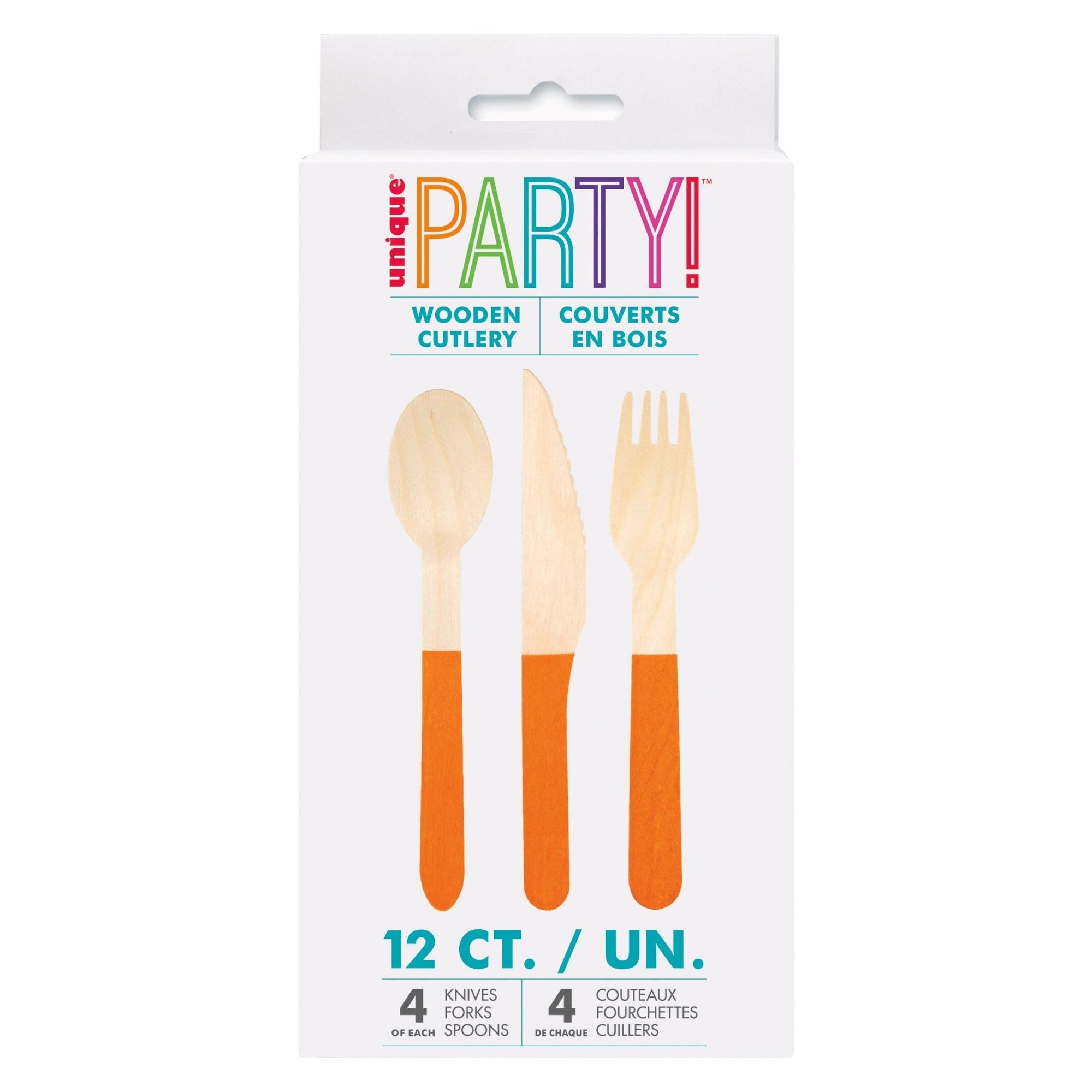 Orange Wooden Cutlery 16pc - Stesha Party