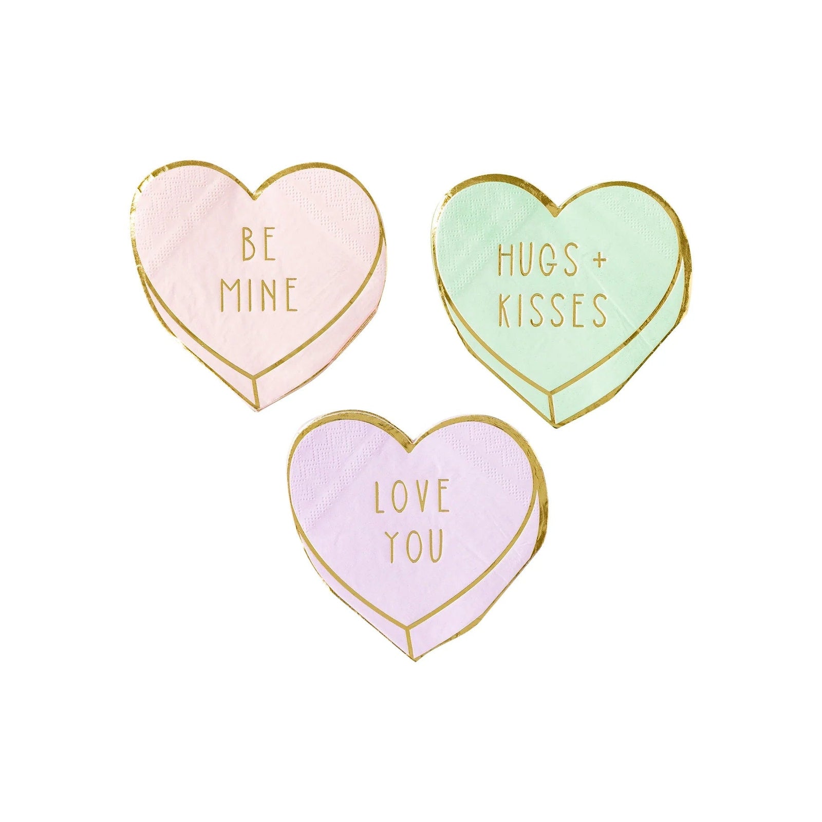 Pastel Conversation Heart Shaped Napkins 18ct - Stesha Party