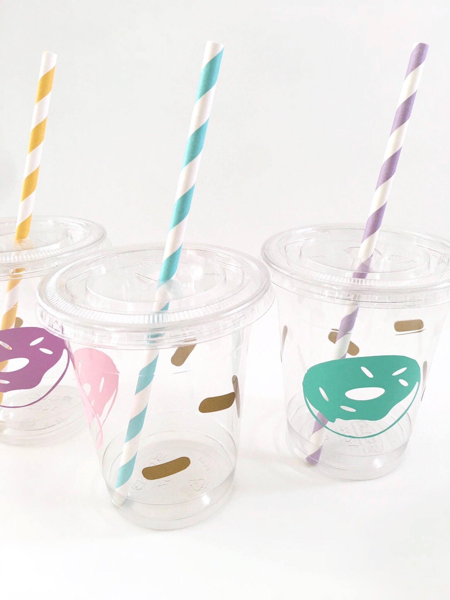 Pastel Donut Party Clear Cups - Stesha Party