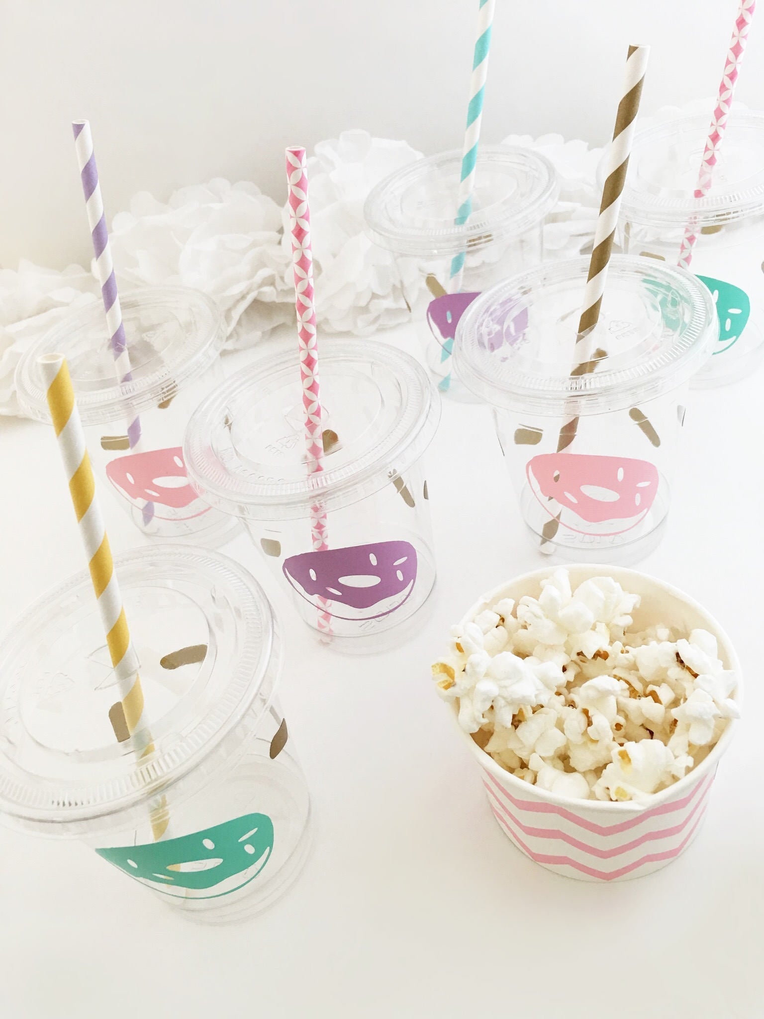 Pastel Donut Party Clear Cups - Stesha Party