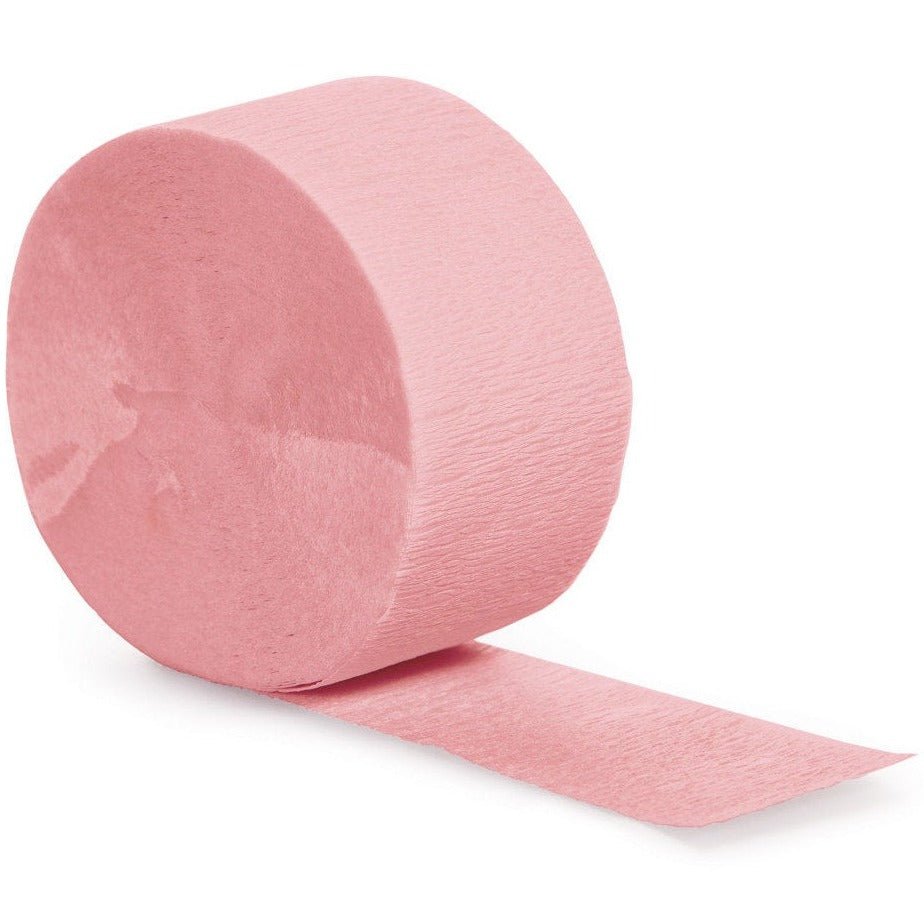 Pink Crepe Paper Streamers, Set of 5 Rolls of Pretty Pink and Gold