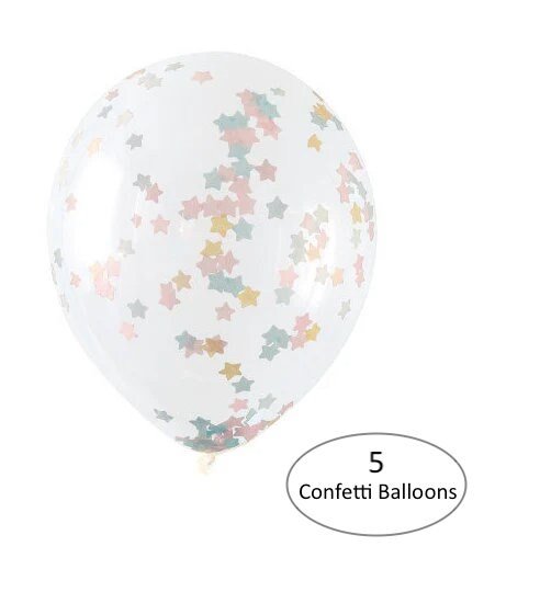 Pastel Star Confetti Latex Balloons 5ct - Stesha Party