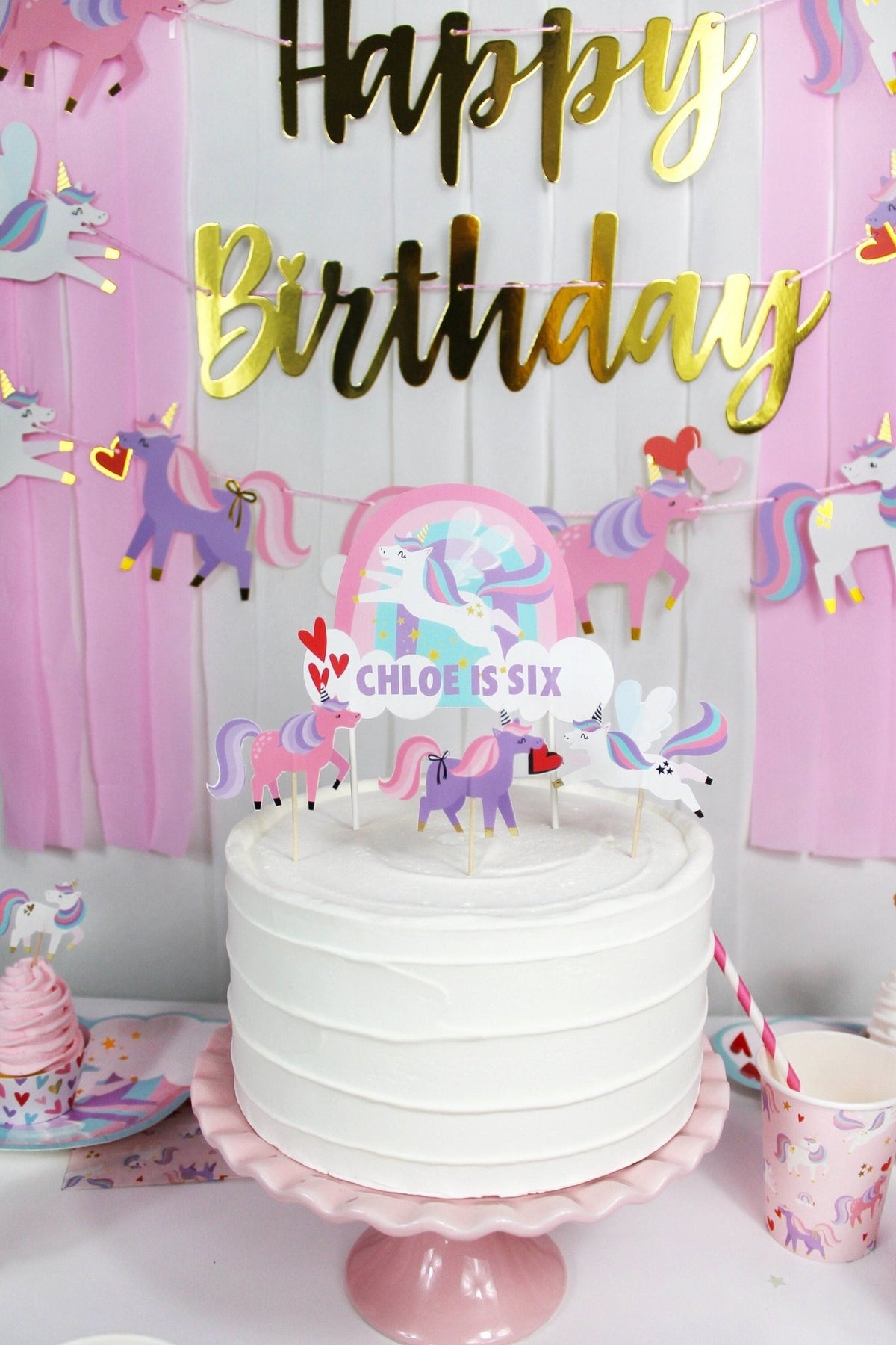 Personalized Unicorn Cake Topper - Stesha Party