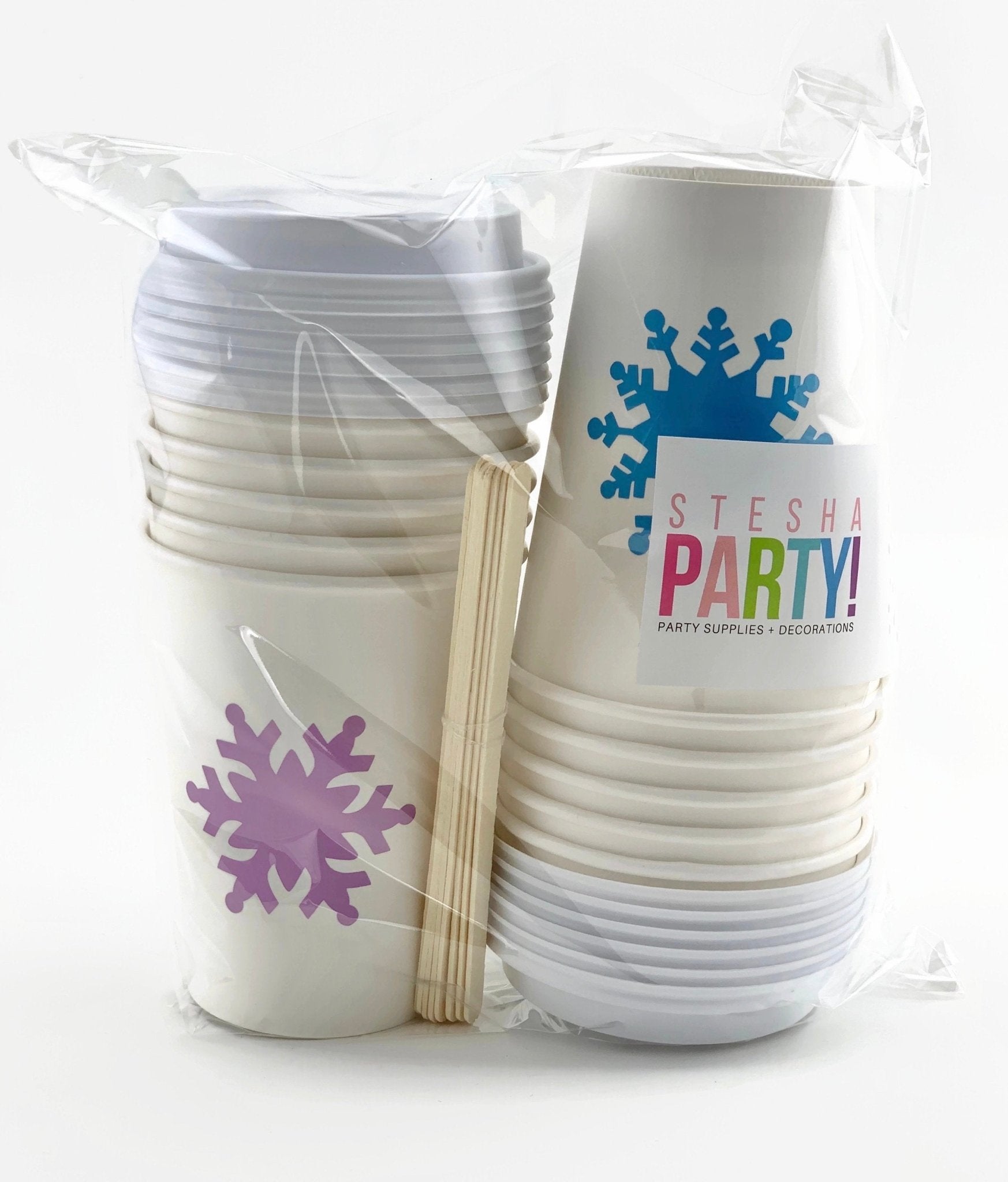 Pink and Silver Lidded Snowflake Cups - Stesha Party - birthday