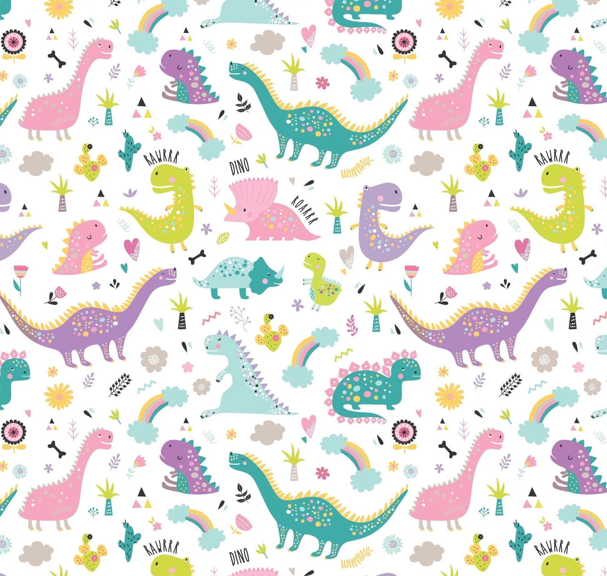 Pink Dinosaur Gift Wrap - Stesha Party